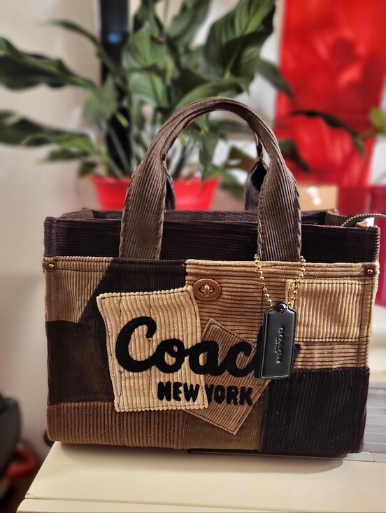 Coach Handbags - NWOT - Coach Patchwork Corduroy Tote in Brown and Tan - Never Used